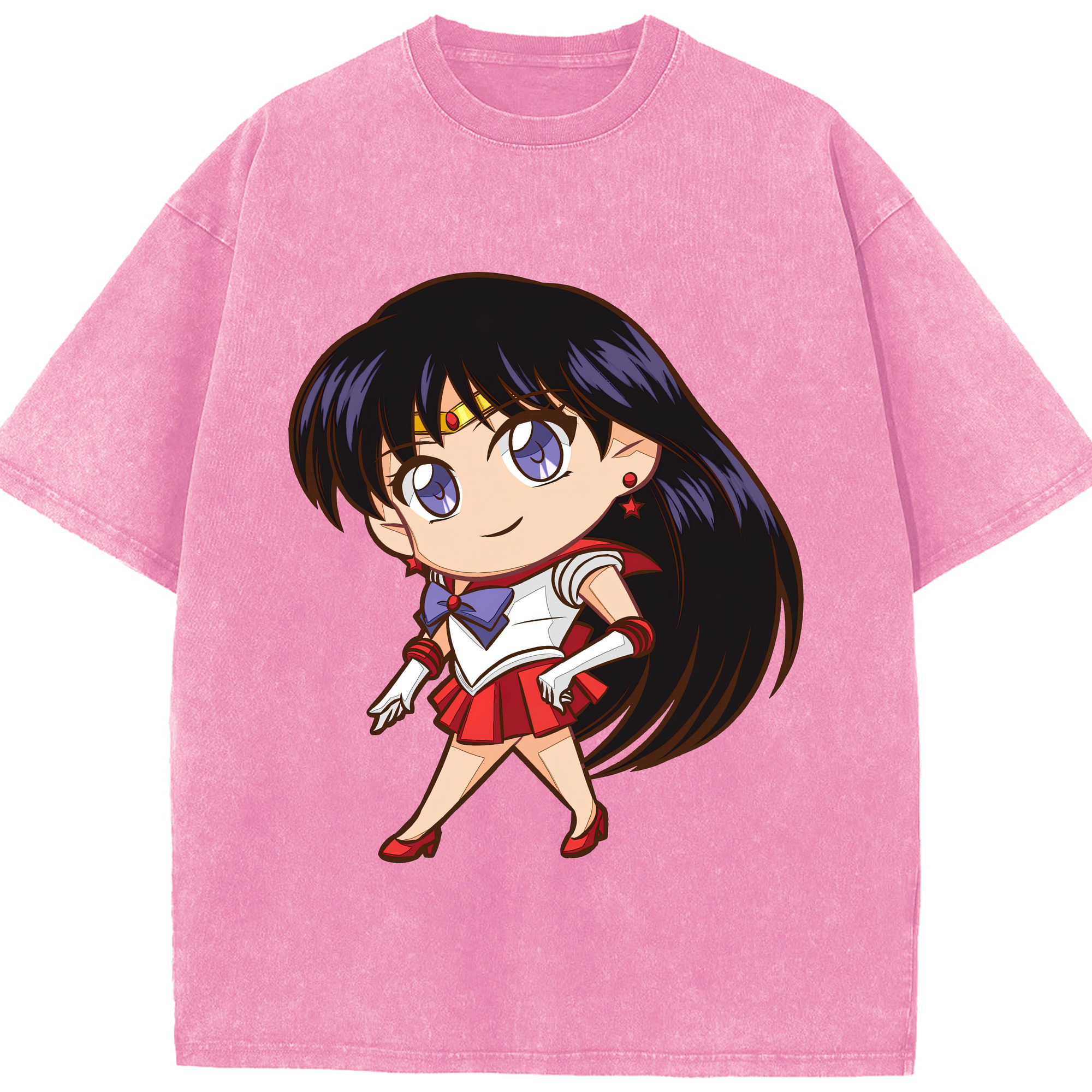 （画像用） 美少女戦士セーラームーン 火野レイ ひの レイ Sailor Moon Hino Rei （セーラーマーズ,Sailor Mars） 綿100% ヴィンテージ風 半袖Tシャツ（フロントプリント）